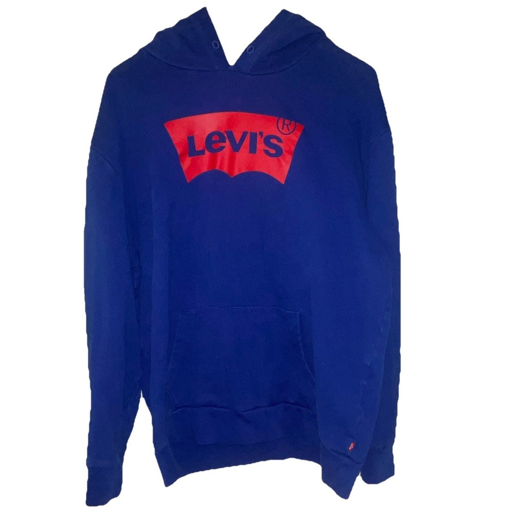 Levi's Men's XL Blue Graphic Logo Pullover Hoodie Long Sleeve w/ Pockets